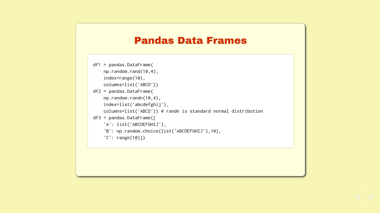 Slide: Pandas Data Frames