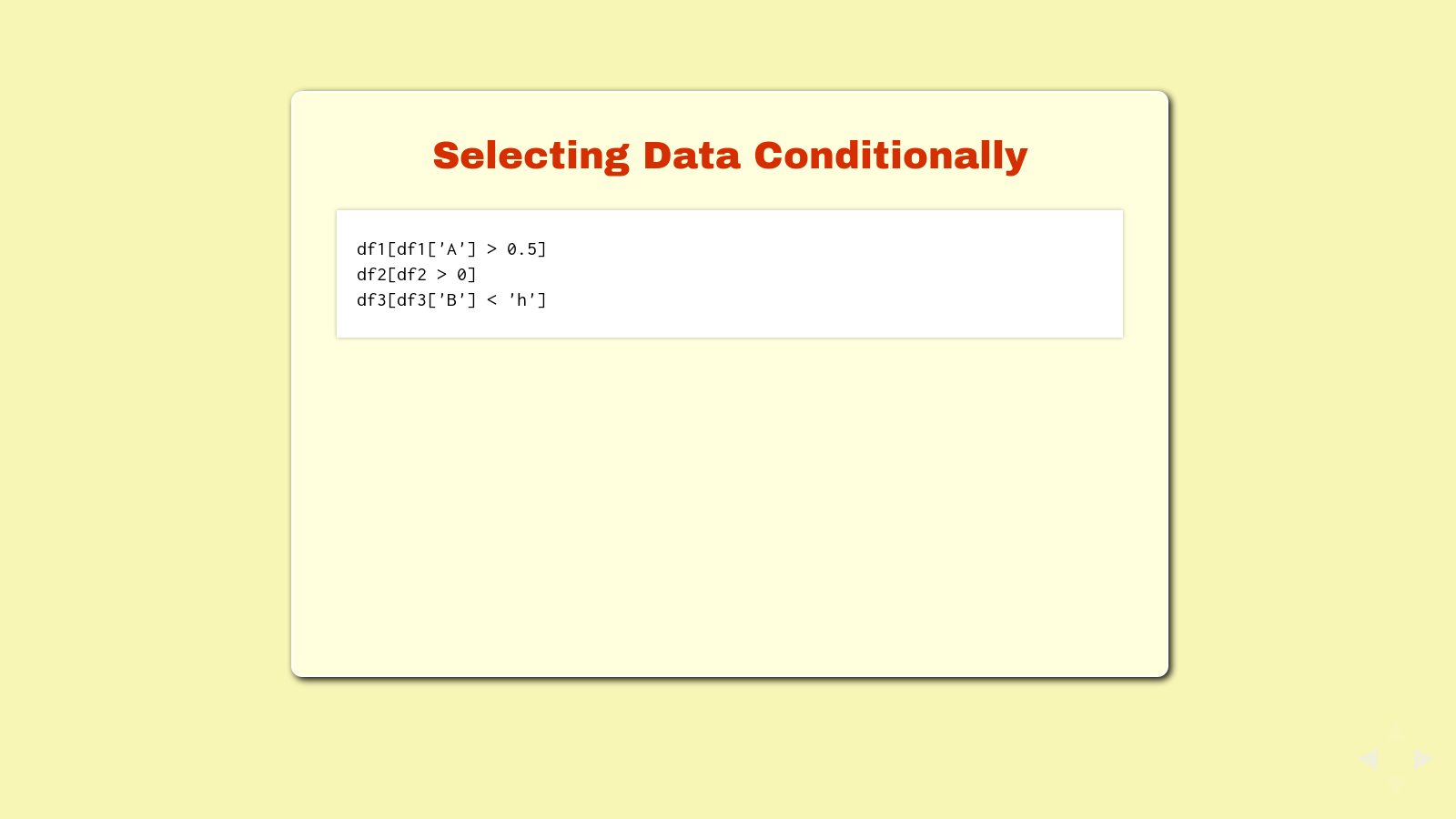 Slide: Selecting data conditionally