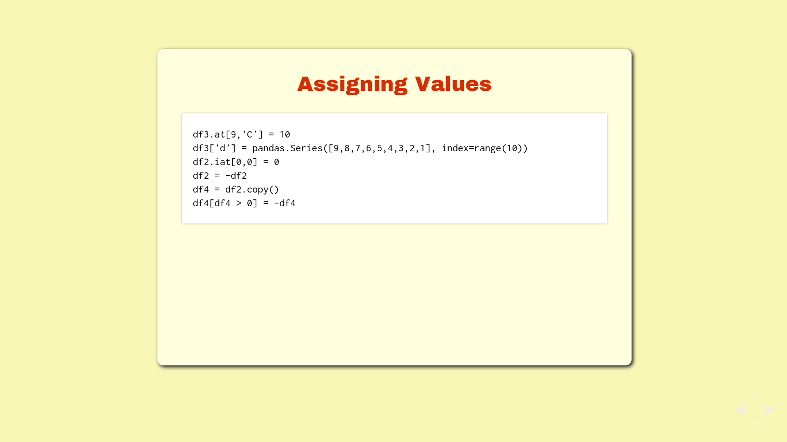 Slide: Assigning values