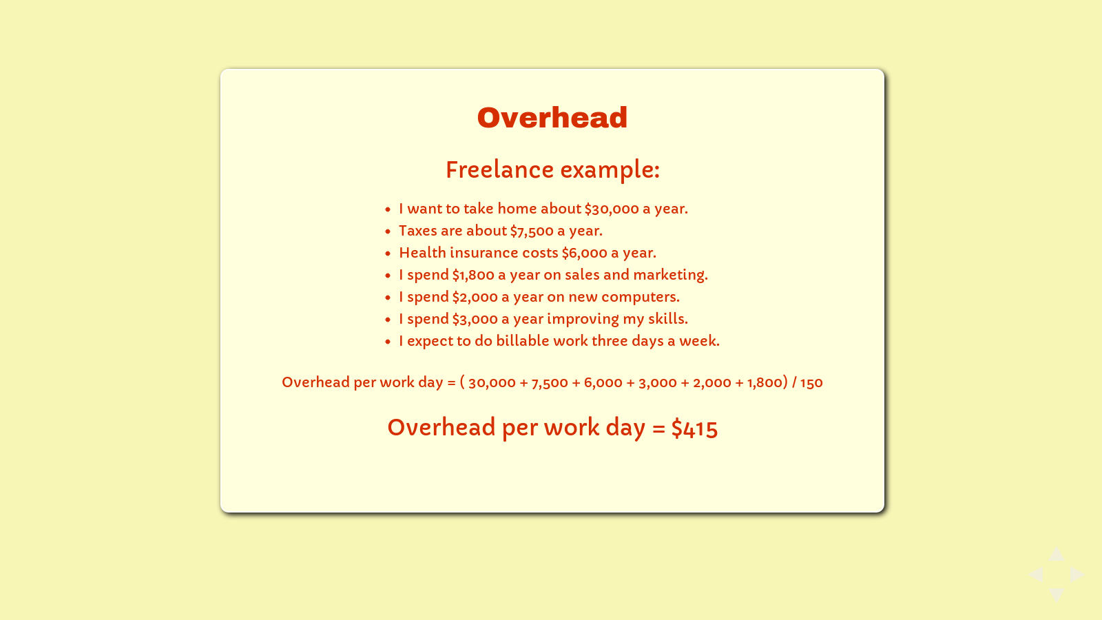 Slide: Overhead example, freelancers