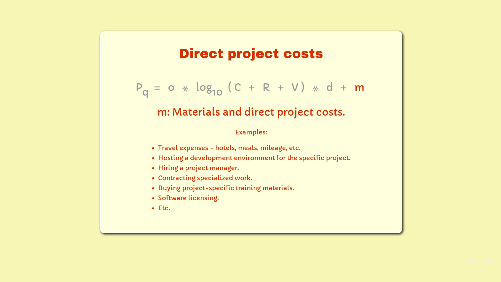 Slide: Project costs, 'm'