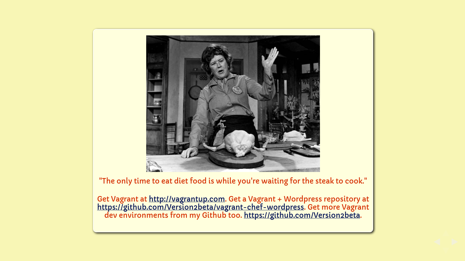 Slide: Julia Childs cooking