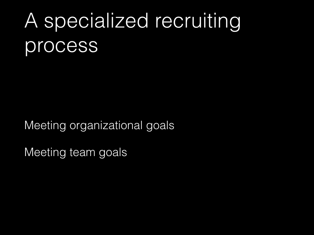 Slide: A specialized recruiting process