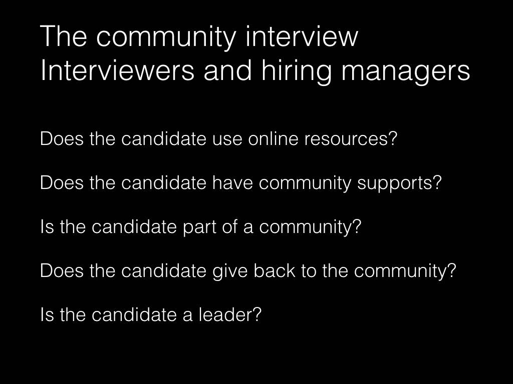 Slide: Managers - the community interview